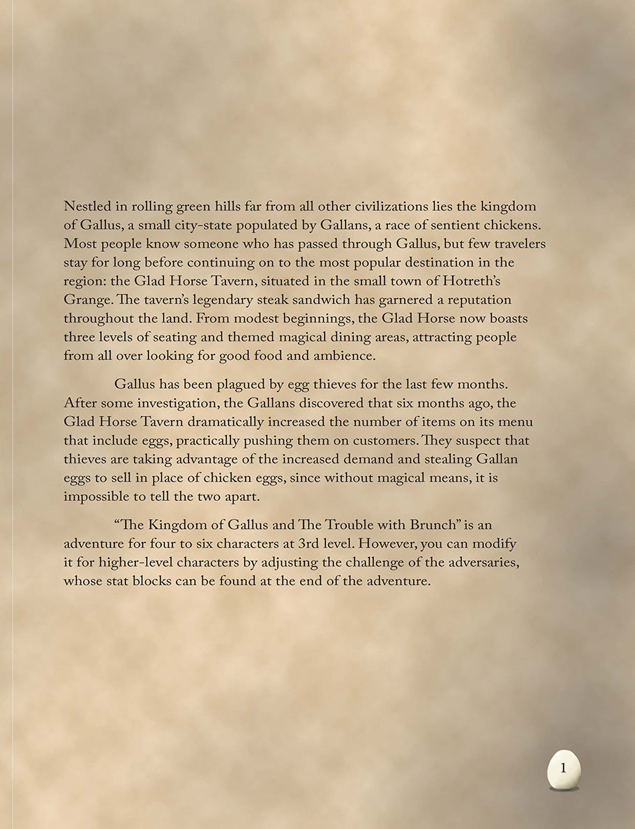 The introduction page of The Kingdom of Gallus.