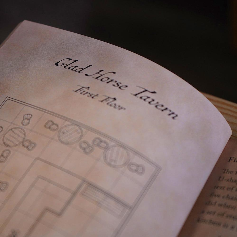 The inside of The Kingdom of Gallus and the Trouble with Brunch, showing of the beautifully illustrated location maps inside.